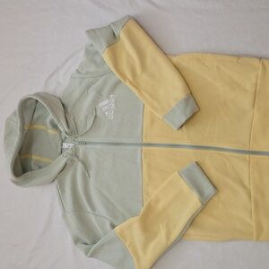 Adidas Men’s Medium Full Zip Hoodie Zip-Up Colorblock Yellow Green